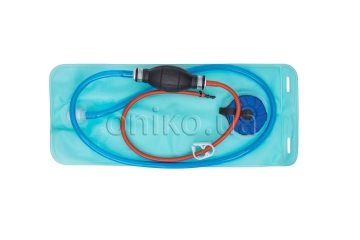 Soft container with manual pump for fake blood